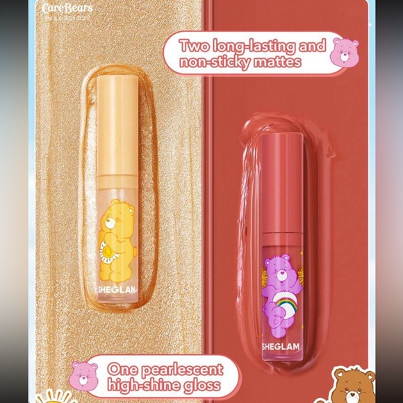 SHEGLAM X Care Bears Share A Smile Lip Set 3 Pcs/Set High Shine Finish Lip - Picture 3 of 9